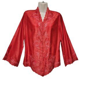 Red Blouse Top Embroidered New Size XS/S  NEW